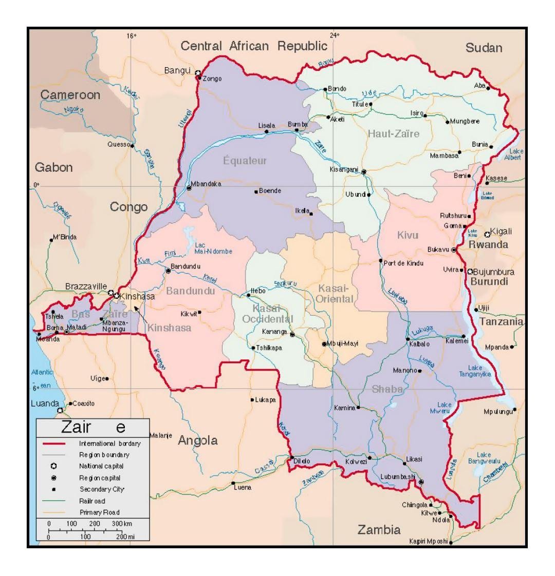 на басейна заир картата